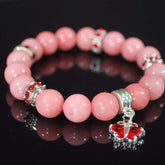 Morganite Pink Gemstone With Red Charm Bracelets - FashionByTeresa